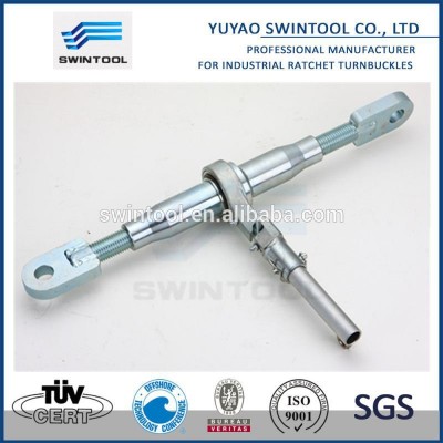 Stationary compactor ratchet turnbuckle with jaw jaw